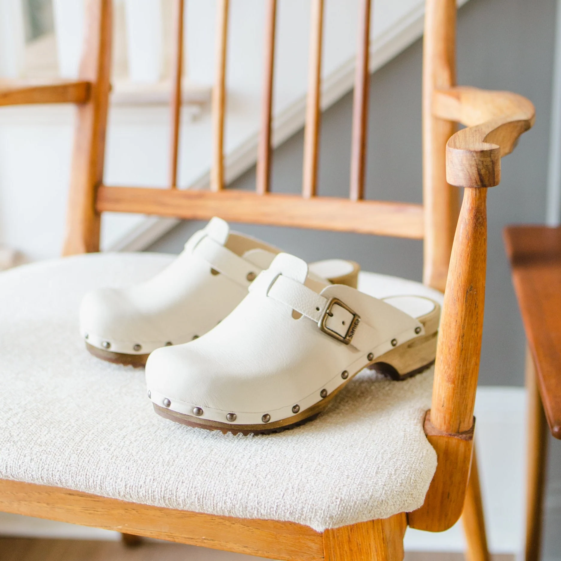 Kristel Women's Wood Clog in Cream - Image 4