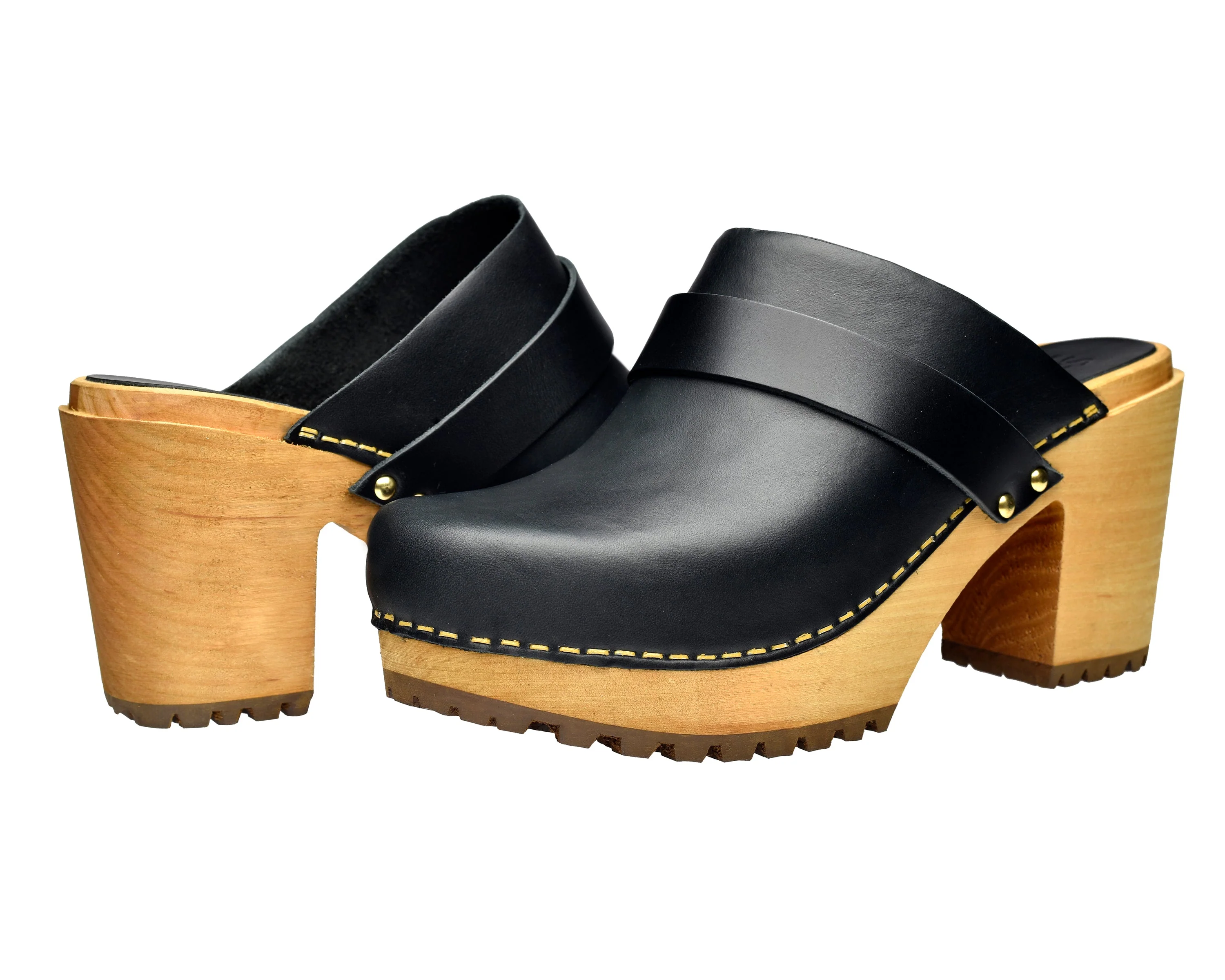 Peleni Women's Wood Clog in Black - Image 3