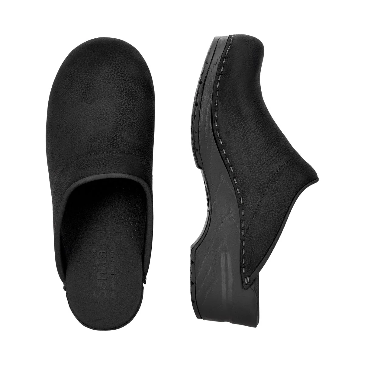 Sonja Textured Oil Women's Clog in Black - Image 4